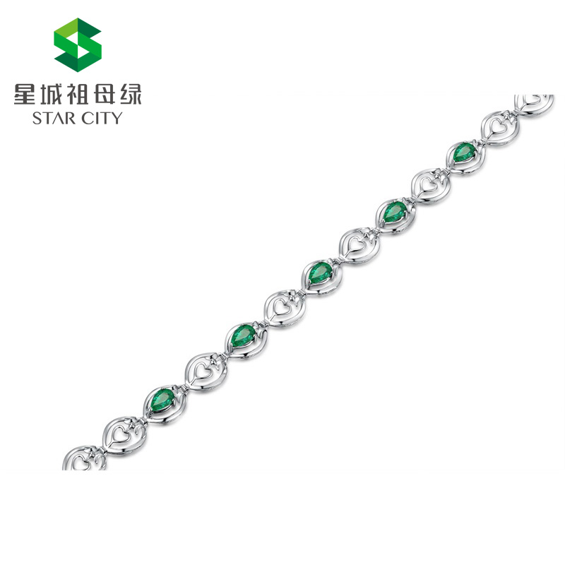 白18K金祖母绿钻石手链1.836克拉