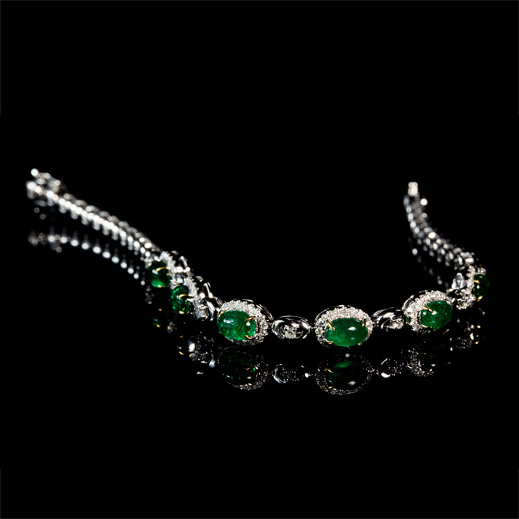 白18K金祖母绿手链2.735克拉/6粒