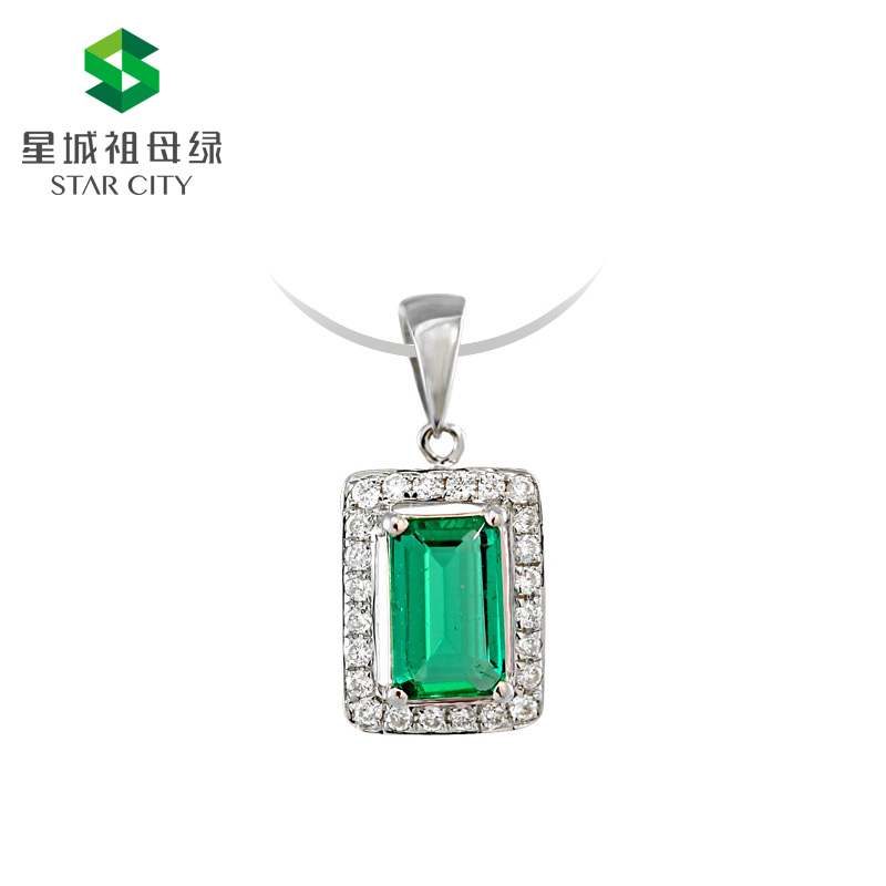 白18K祖母绿钻坠0.515ct