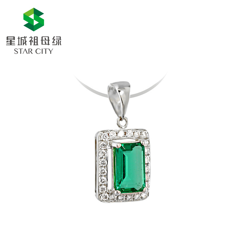 白18K祖母绿钻坠0.515ct