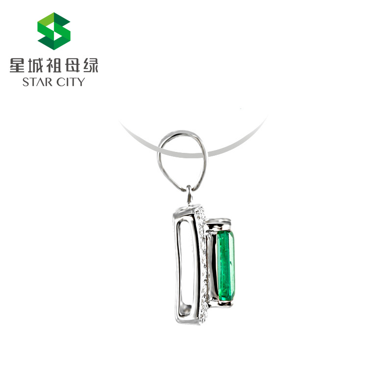 白18K祖母绿钻坠0.515ct