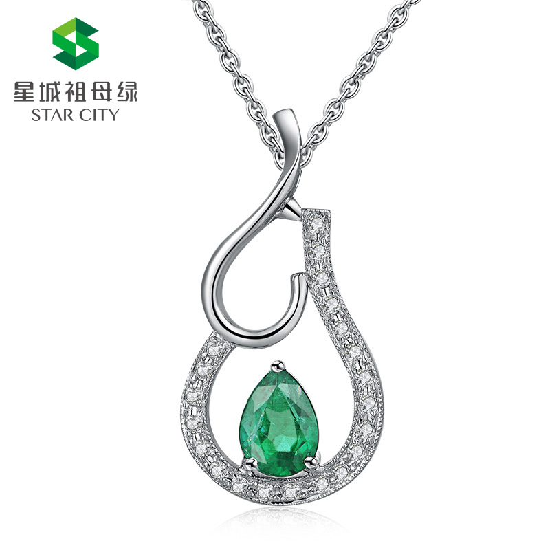 白18K祖母绿钻坠0.75ct