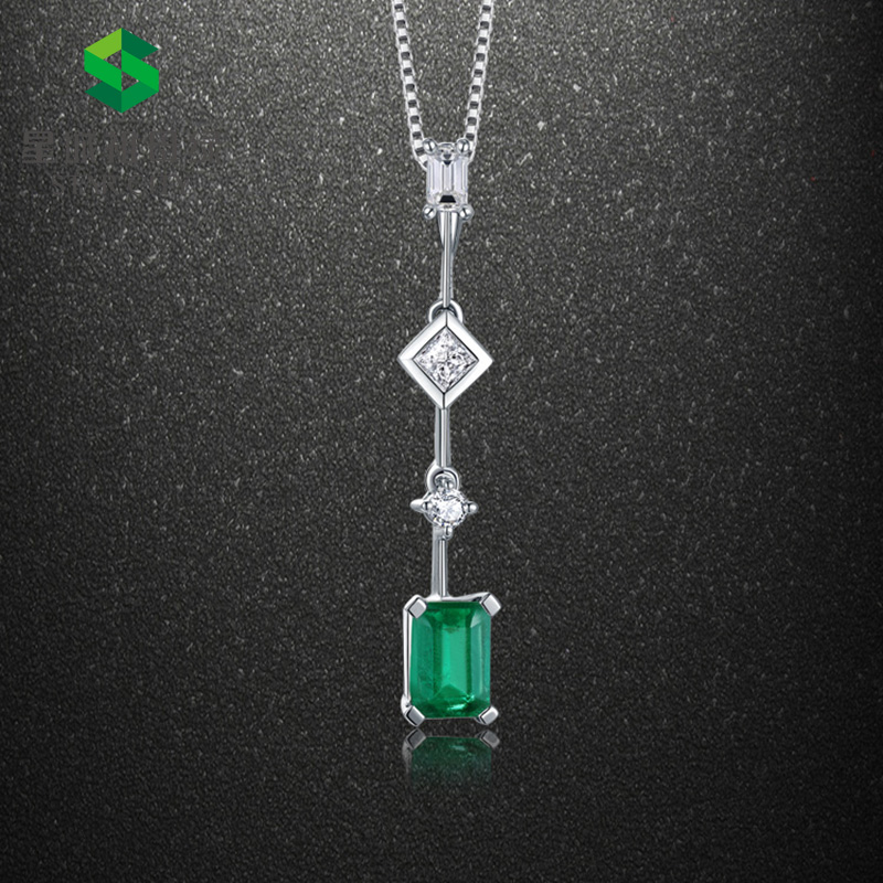 白18K祖母绿钻坠0.57ct