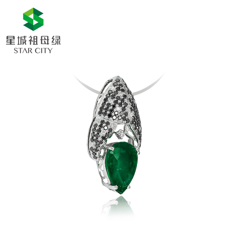 白18K祖母绿钻坠2.863ct