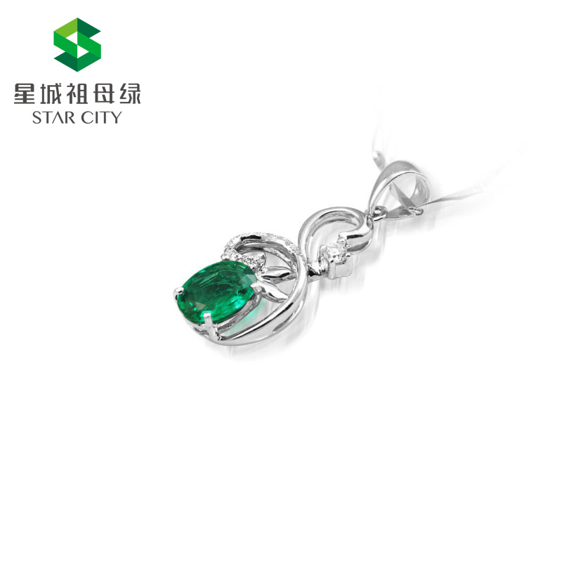 白18K祖母绿钻坠0.489ct