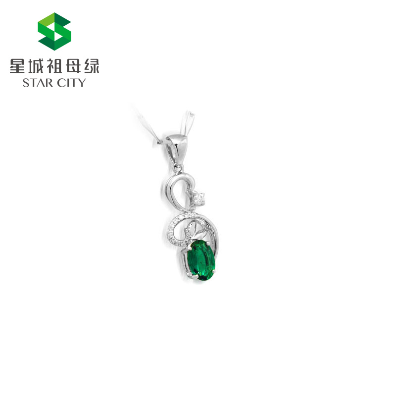 白18K祖母绿钻坠0.489ct