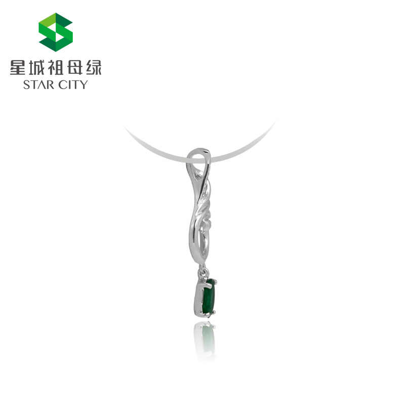 白18K金祖母绿钻石吊坠0.406ct