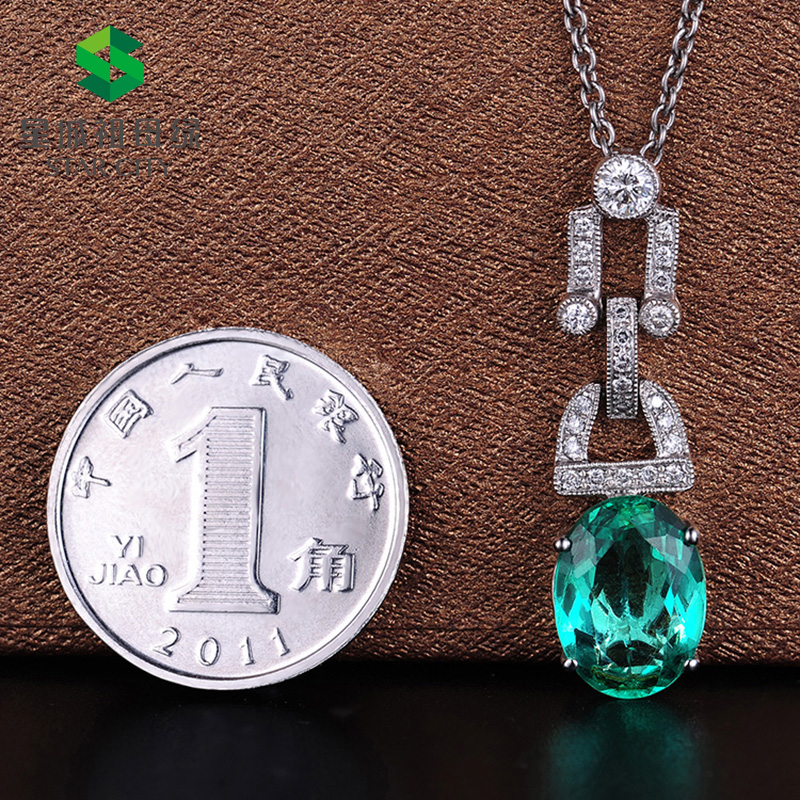 白18K祖母绿钻坠2.335ct 哥伦比亚产地超强火彩