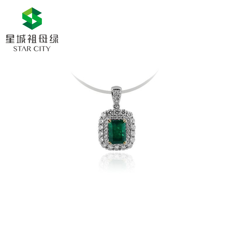 白18K祖母绿钻坠1.335ct