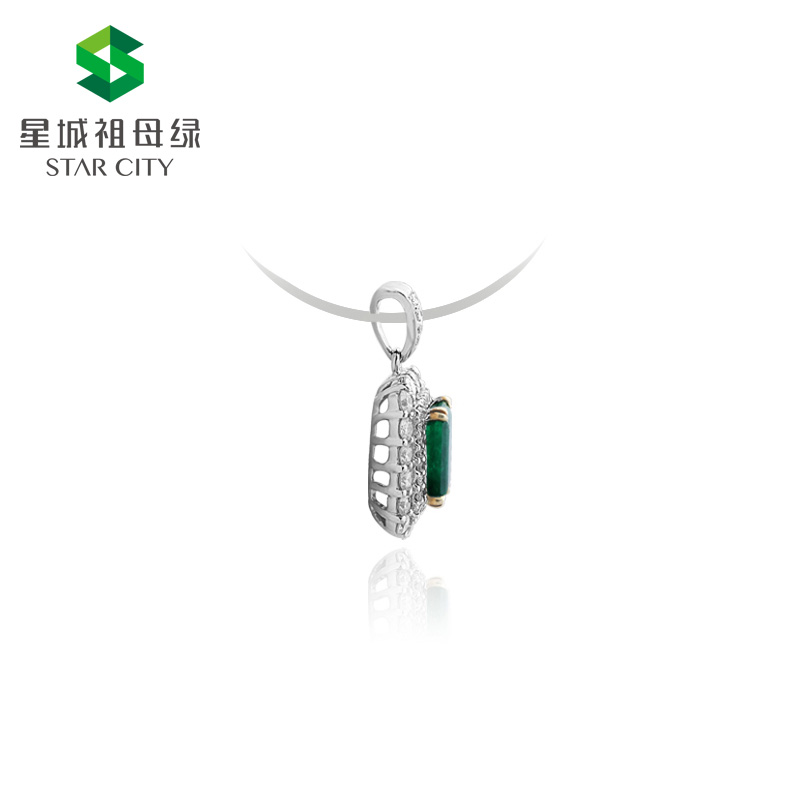 白18K祖母绿钻坠1.335ct