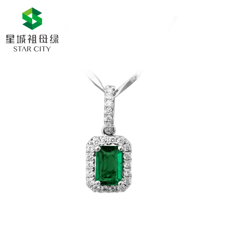 白18K祖母绿钻坠0.42ct