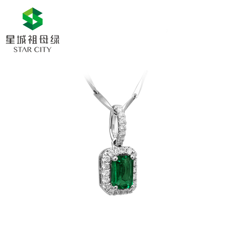 白18K祖母绿钻坠0.42ct