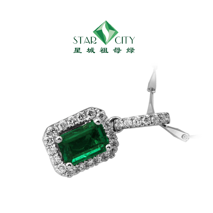 白18K祖母绿钻坠0.42ct