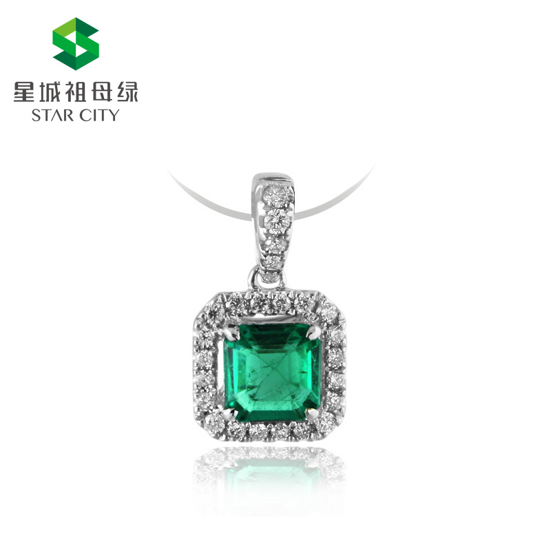 白18K祖母绿钻坠0.803ct