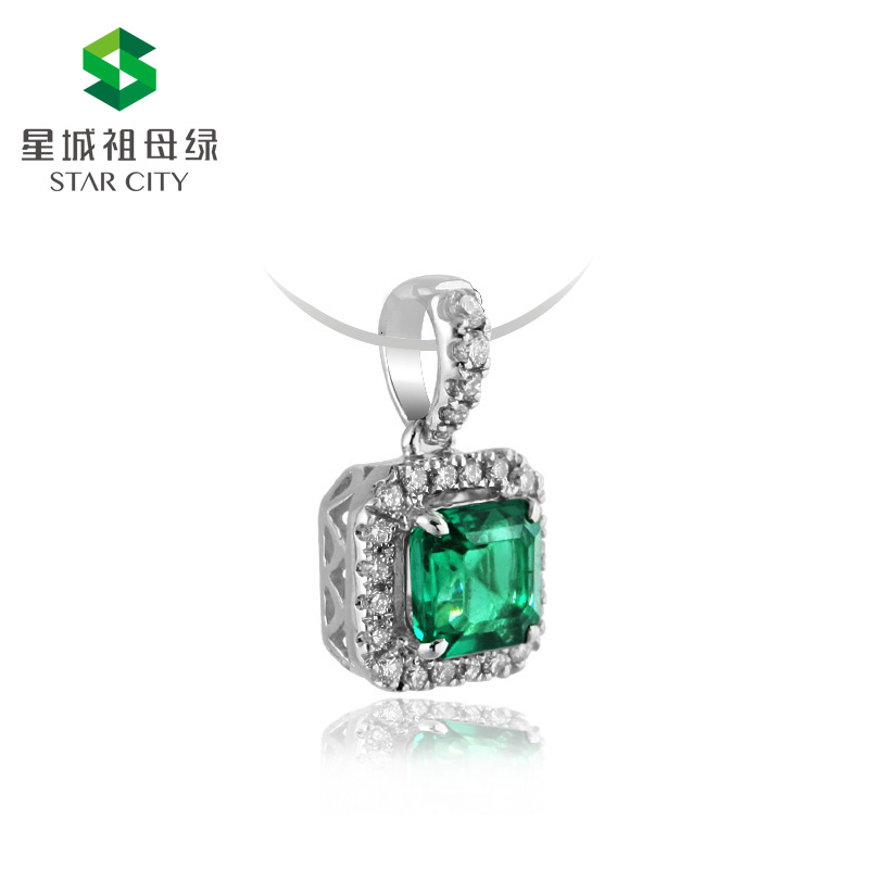 白18K祖母绿钻坠0.803ct