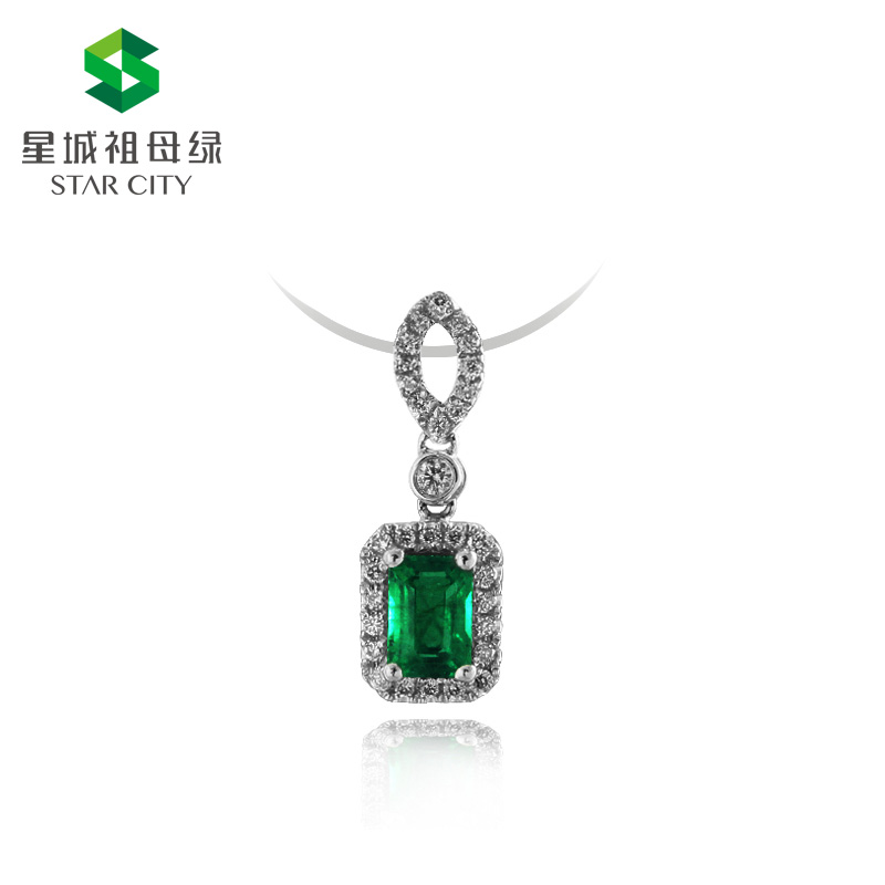 白18K祖母绿钻坠0.556ct