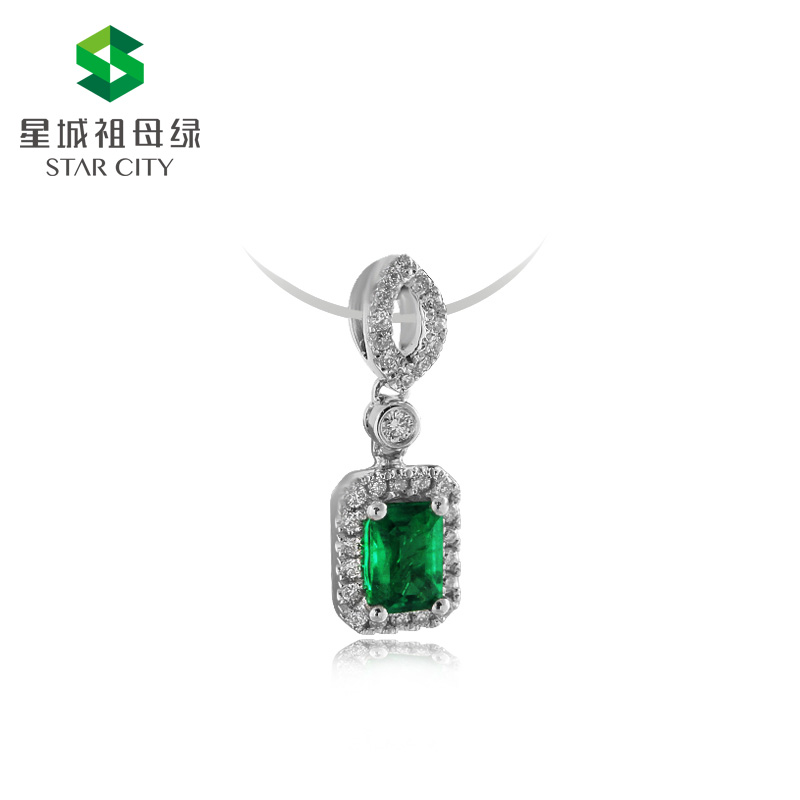 白18K祖母绿钻坠0.556ct