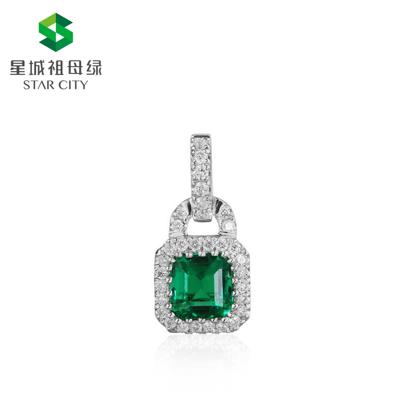 白18K祖母绿钻坠0.513ct