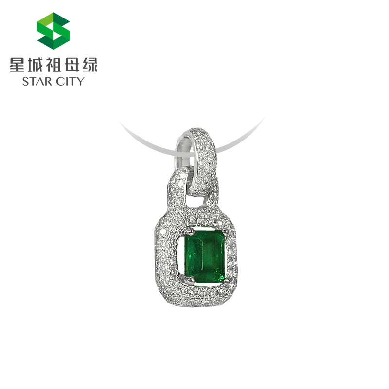 白18K祖母绿钻坠0.581ct