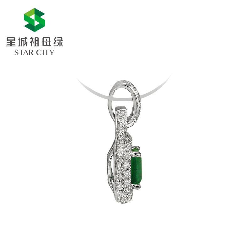白18K祖母绿钻坠0.581ct