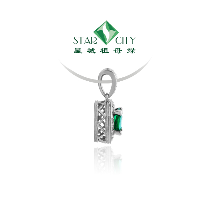 白18K祖母绿钻坠0.53ct