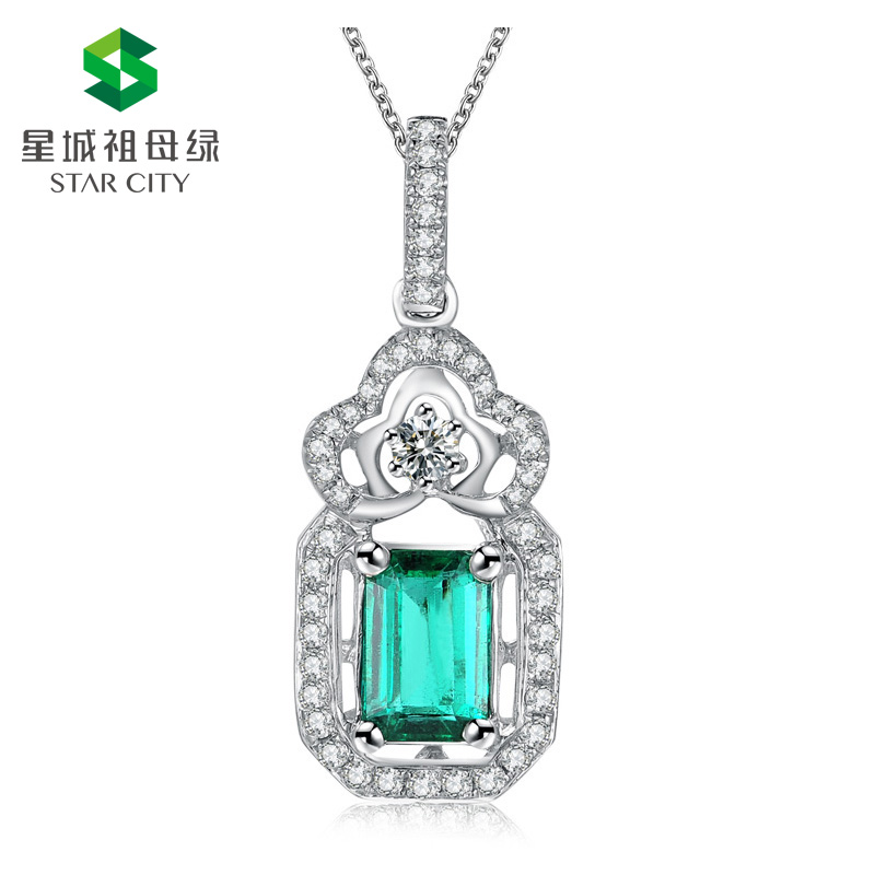 白18K祖母绿钻坠0.624ct