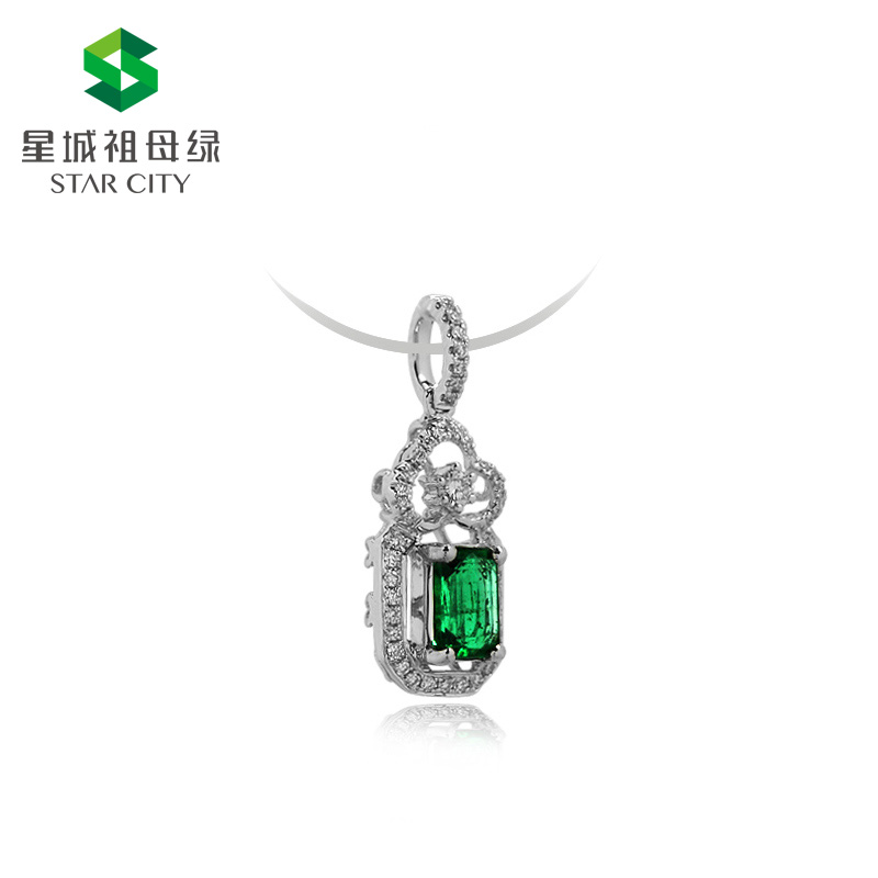 白18K祖母绿钻坠0.624ct