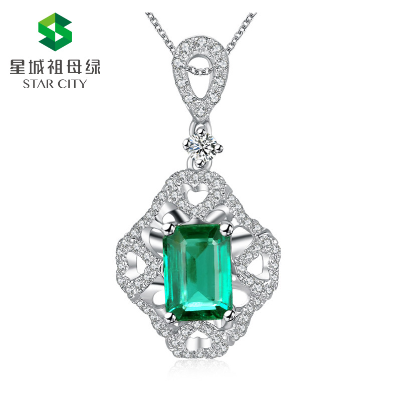 白18K祖母绿钻坠0.875ct