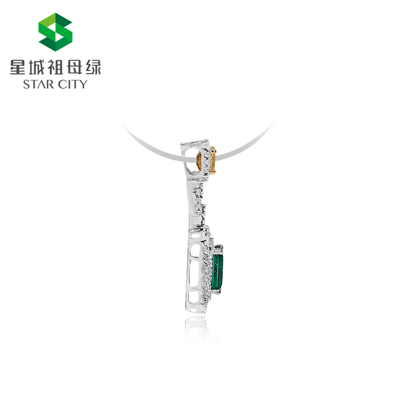 白18K祖母绿钻坠0.601ct