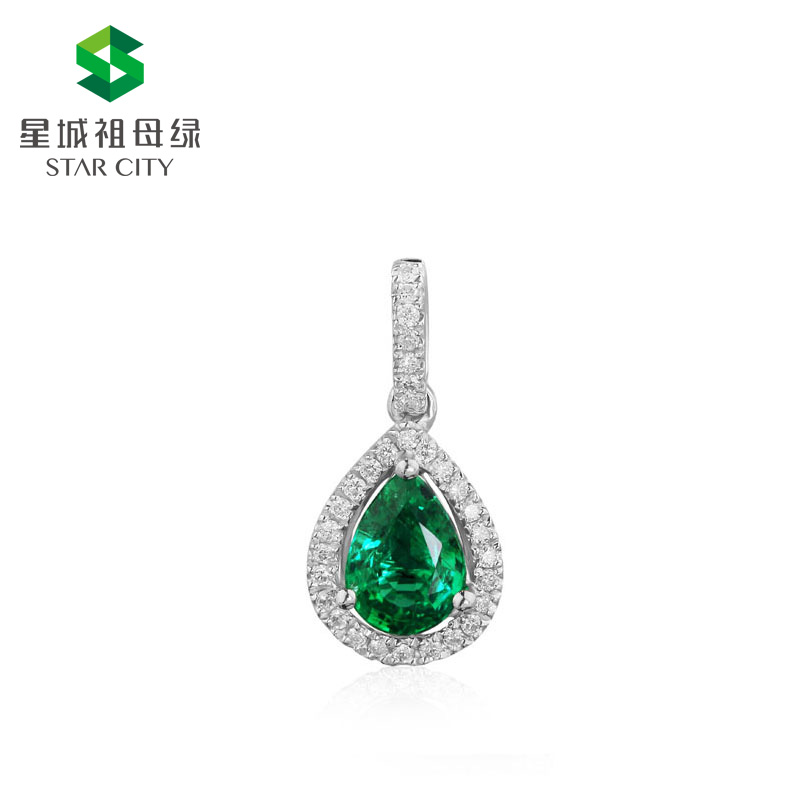 白18K祖母绿钻坠0.507ct