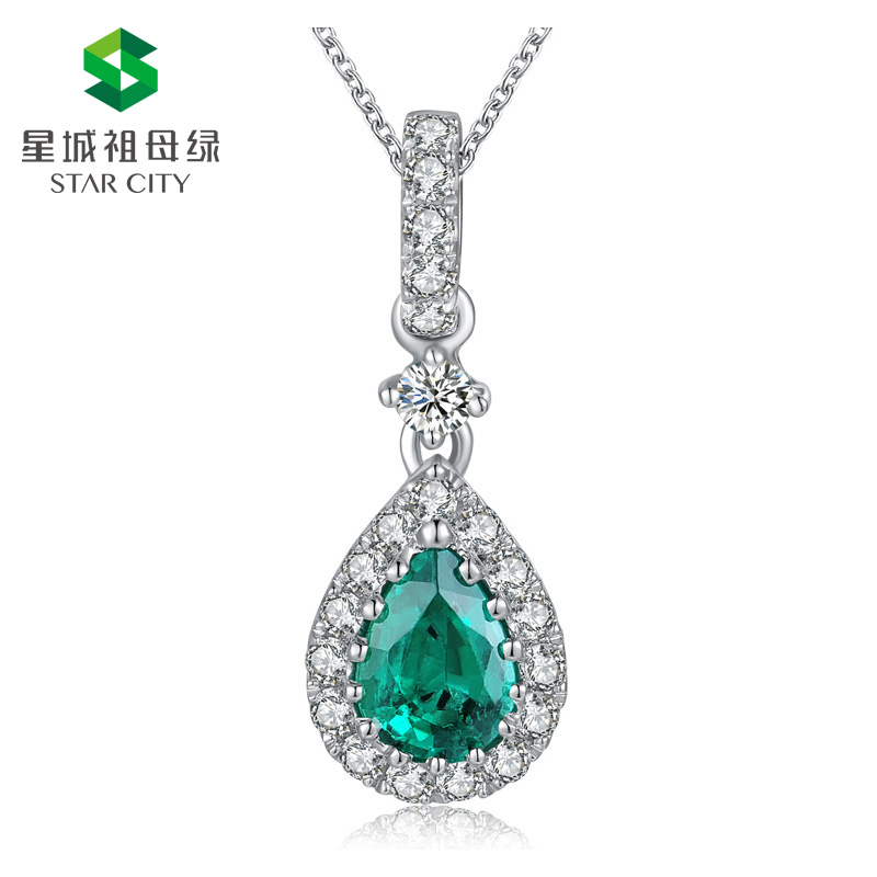 白18K祖母绿钻坠0.332ct