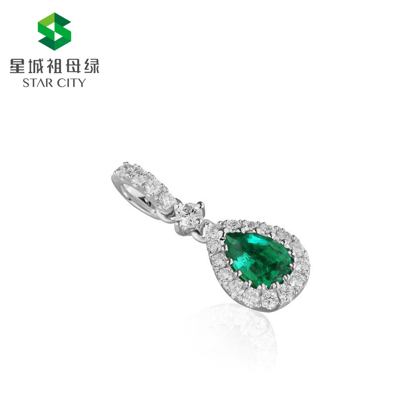 白18K祖母绿钻坠0.332ct