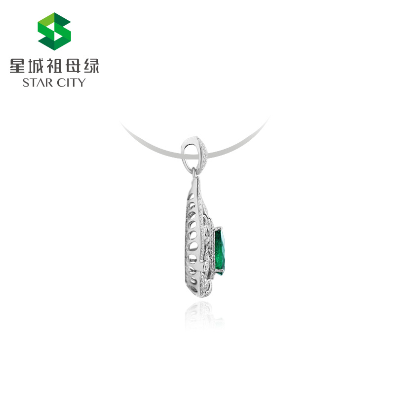 白18K祖母绿钻坠1.937ct