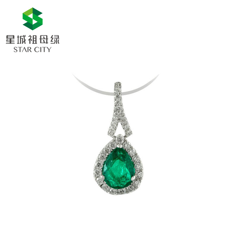 白18K祖母绿钻坠0.753ct
