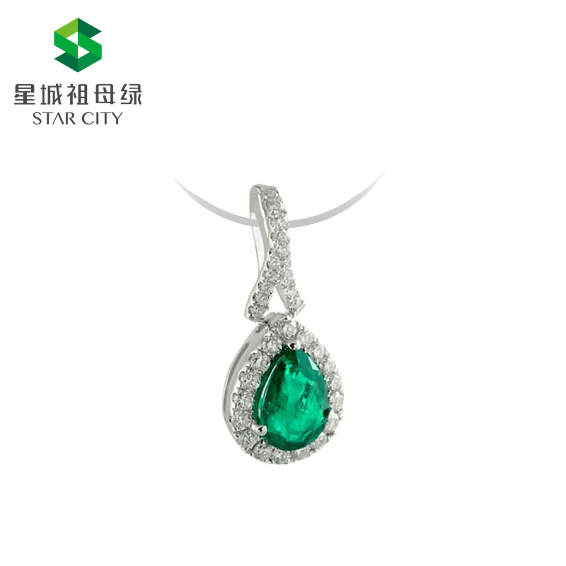 白18K祖母绿钻坠0.753ct