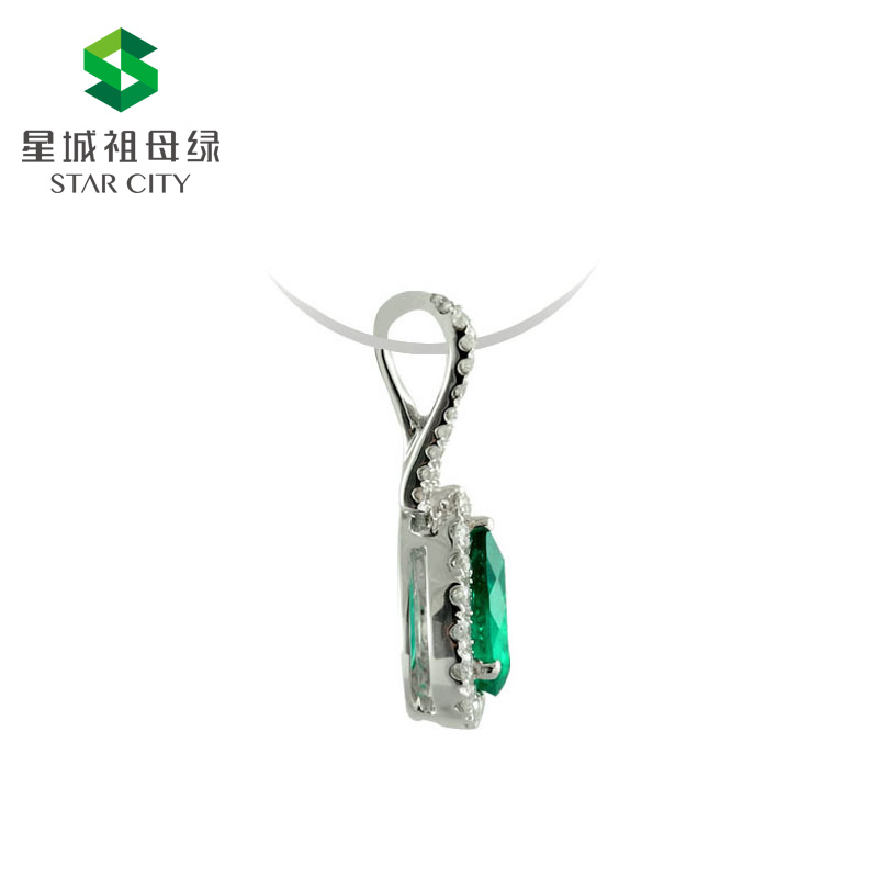 白18K祖母绿钻坠0.753ct
