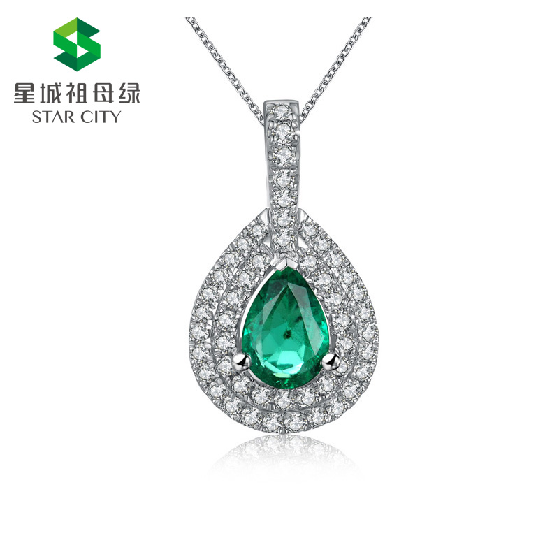 白18K祖母绿钻坠0.613ct