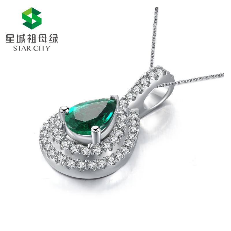 白18K祖母绿钻坠0.613ct