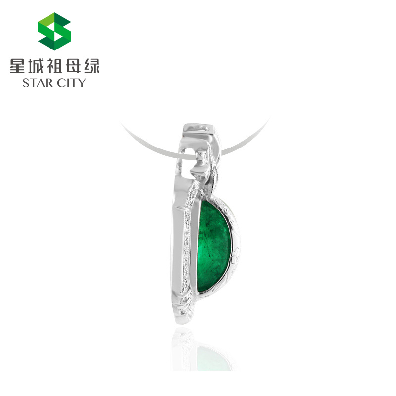 白18K祖母绿钻坠14.55ct