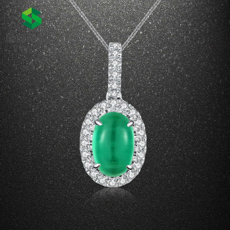 白18K祖母绿钻坠1.365ct