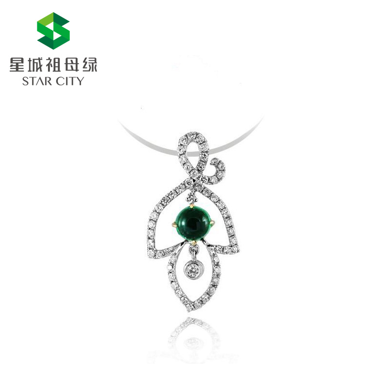 白18K祖母绿钻坠0.934ct