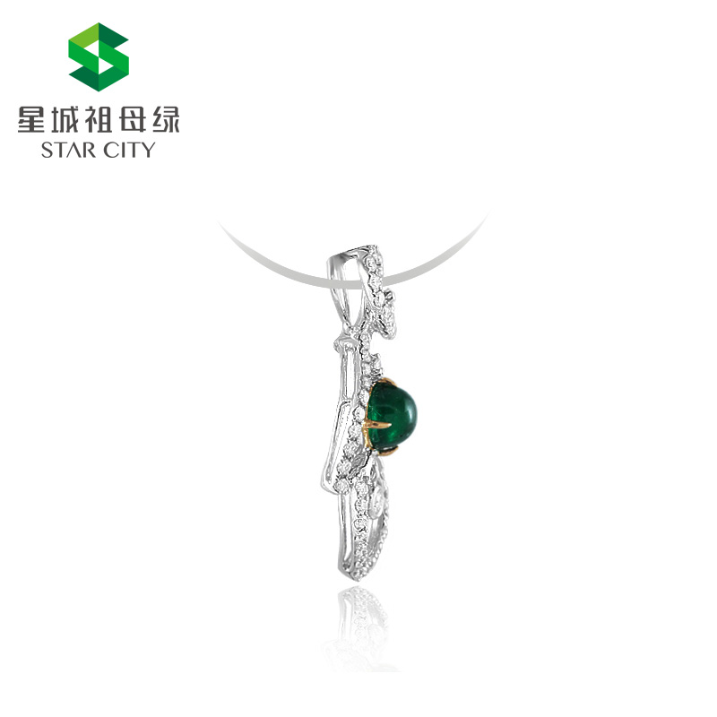 白18K祖母绿钻坠0.934ct