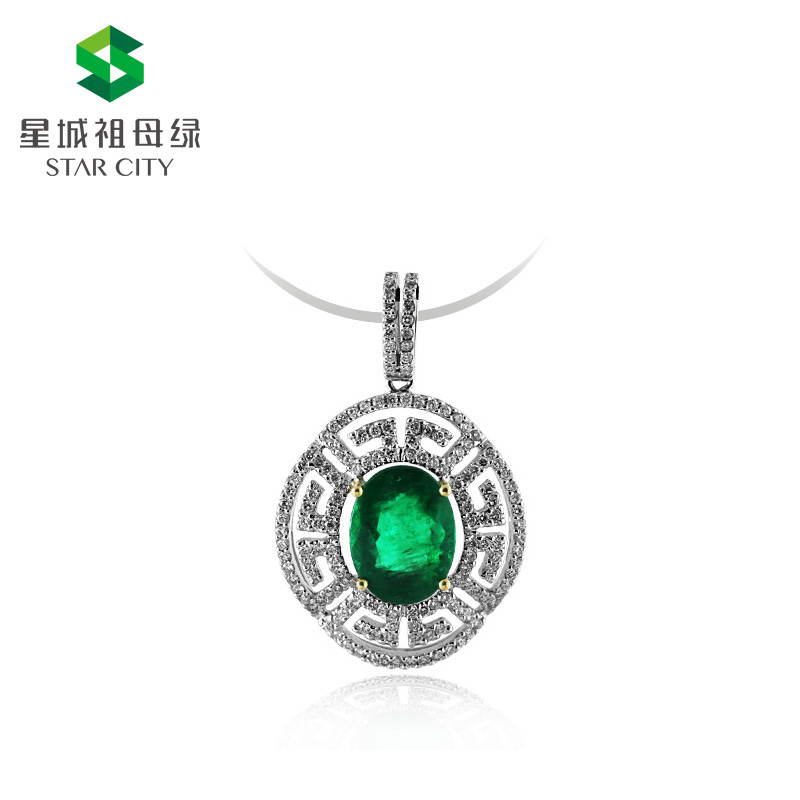 白18K祖母绿钻坠2.77ct