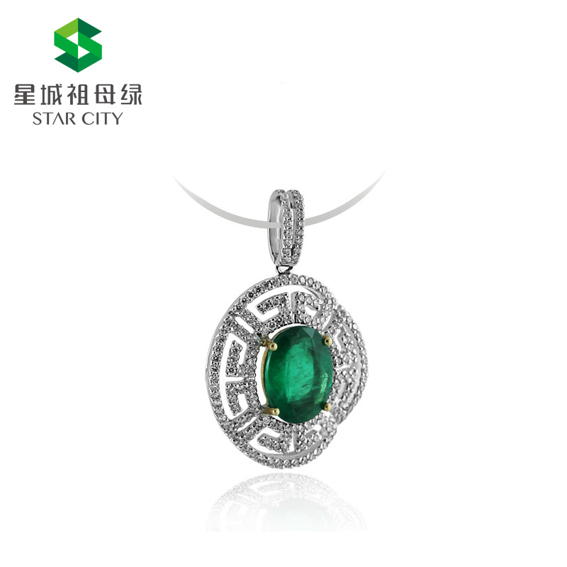 白18K祖母绿钻坠2.77ct