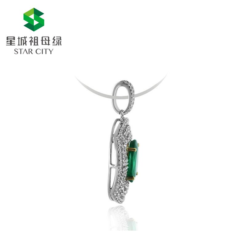 白18K祖母绿钻坠2.77ct