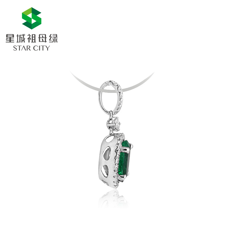 白18K祖母绿钻坠1.975ct