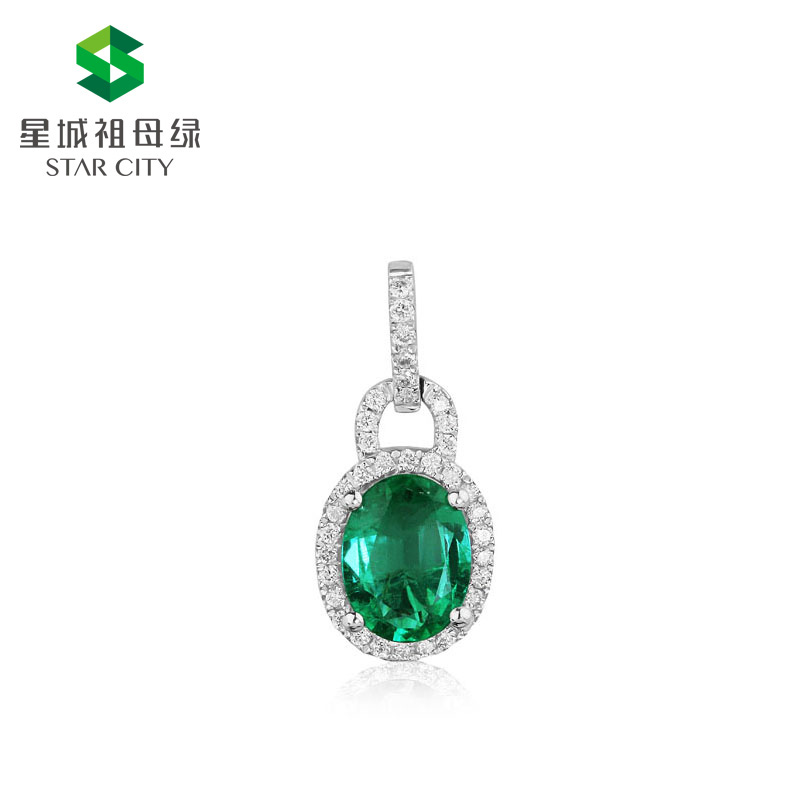 白18K祖母绿钻坠1.075ct