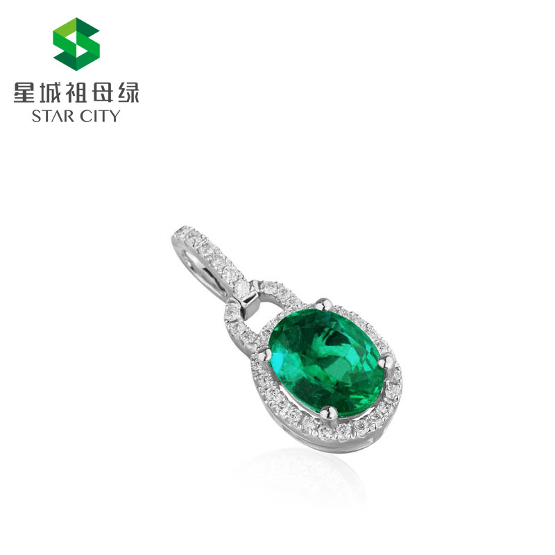 白18K祖母绿钻坠1.075ct