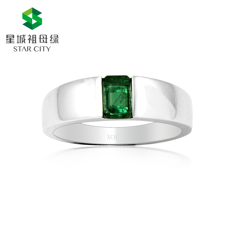 白18K祖母绿戒   0.44ct