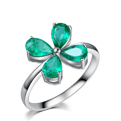 白18K金祖母绿戒指1.113